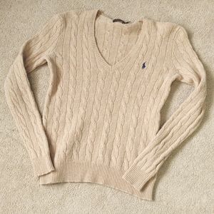 VGUC wool and cashmere Polo Ralph Lauren camel v-neck sweater
